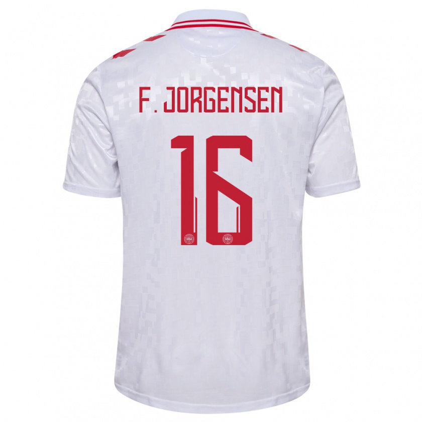 Kandiny Hombre Camiseta Dinamarca Filip Jorgensen #16 Blanco 2ª Equipación 24-26 La Camisa Chile