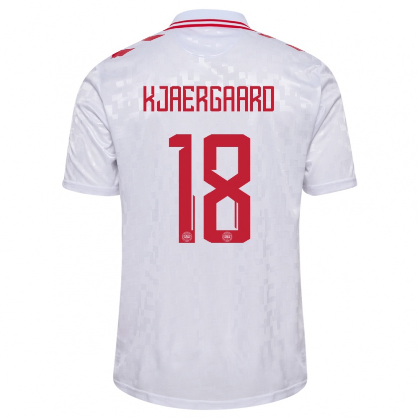 Kandiny Hombre Camiseta Dinamarca Maurits Kjaergaard #18 Blanco 2ª Equipación 24-26 La Camisa Chile