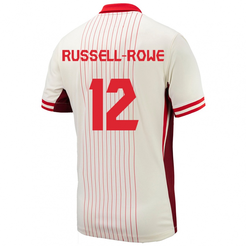 Kandiny Hombre Camiseta Canadá Jacen Russell-Rowe #12 Blanco 2ª Equipación 24-26 La Camisa Chile