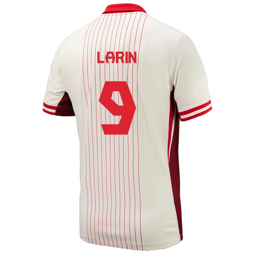 Kandiny Hombre Camiseta Canadá Cyle Larin #9 Blanco 2ª Equipación 24-26 La Camisa Chile