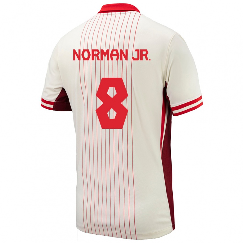 Kandiny Hombre Camiseta Canadá David Norman Jr. #8 Blanco 2ª Equipación 24-26 La Camisa Chile