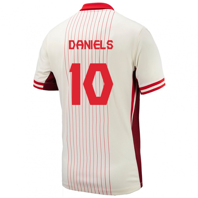 Kandiny Hombre Camiseta Canadá Aidan Daniels #10 Blanco 2ª Equipación 24-26 La Camisa Chile