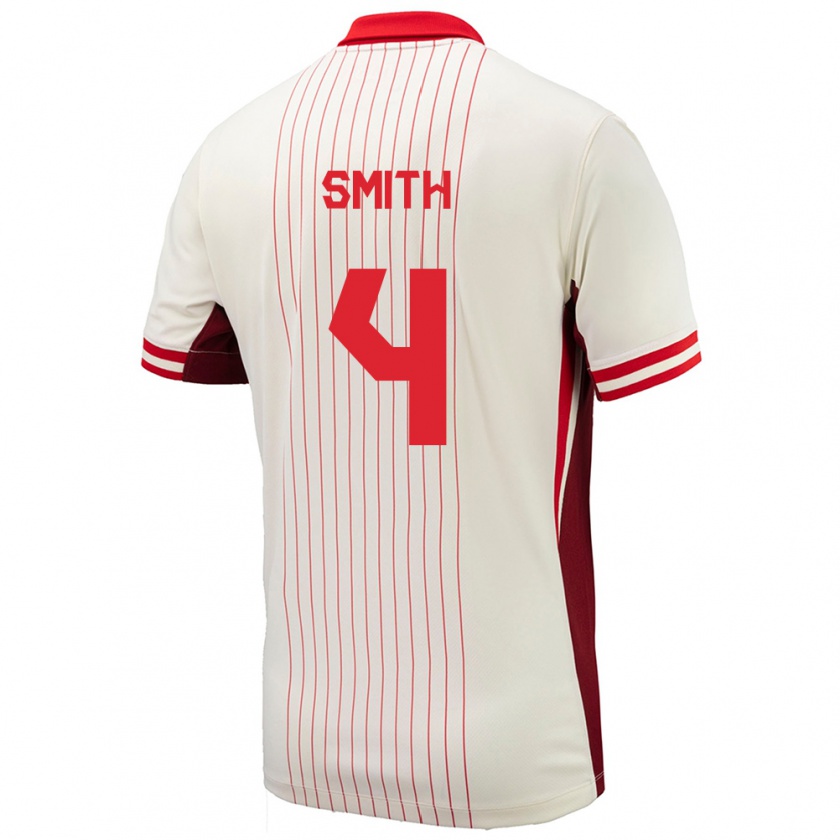 Kandiny Hombre Camiseta Canadá Justin Smith #4 Blanco 2ª Equipación 24-26 La Camisa Chile