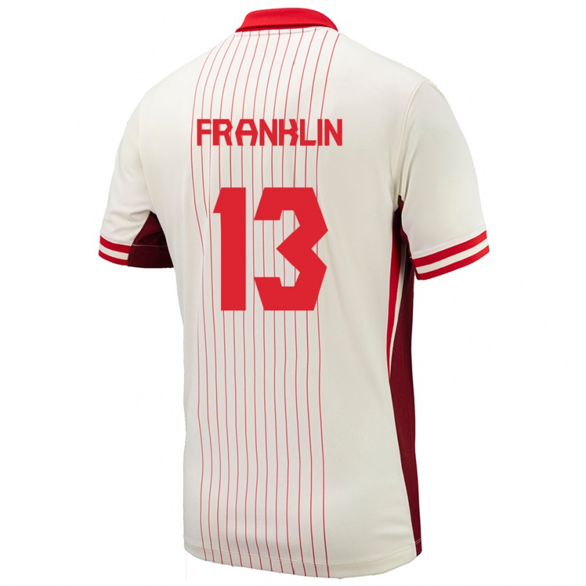 Kandiny Hombre Camiseta Canadá Kobe Franklin #13 Blanco 2ª Equipación 24-26 La Camisa Chile