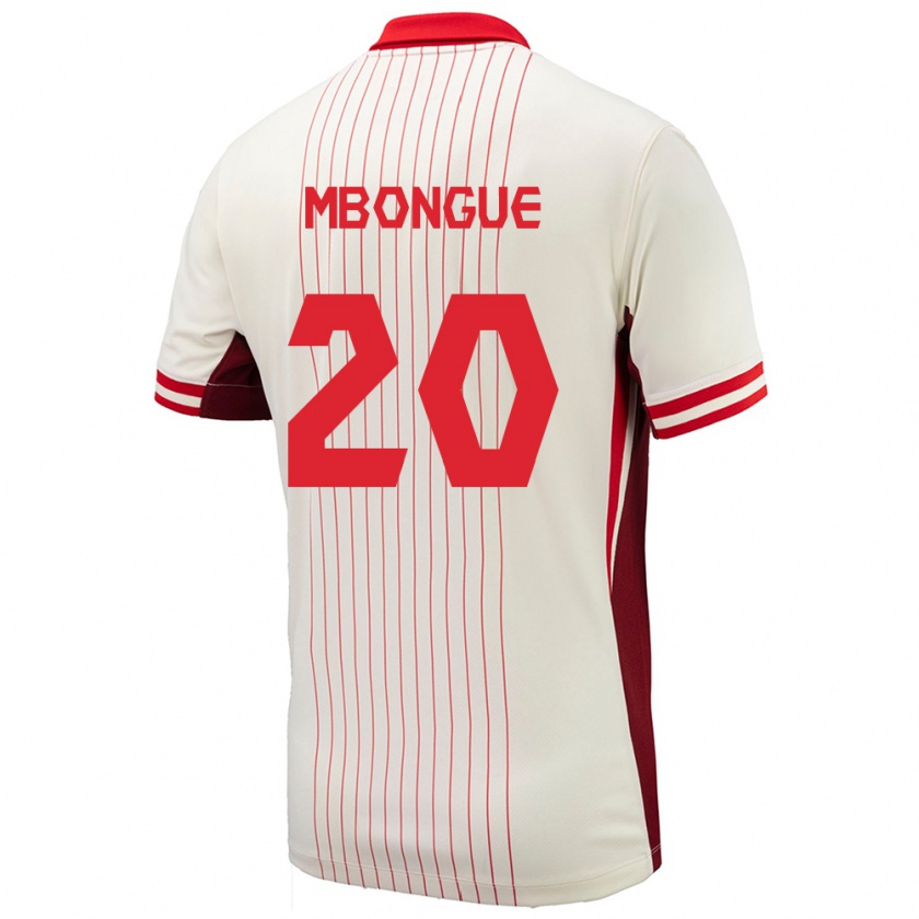 Kandiny Hombre Camiseta Canadá Hugo Mbongue #20 Blanco 2ª Equipación 24-26 La Camisa Chile