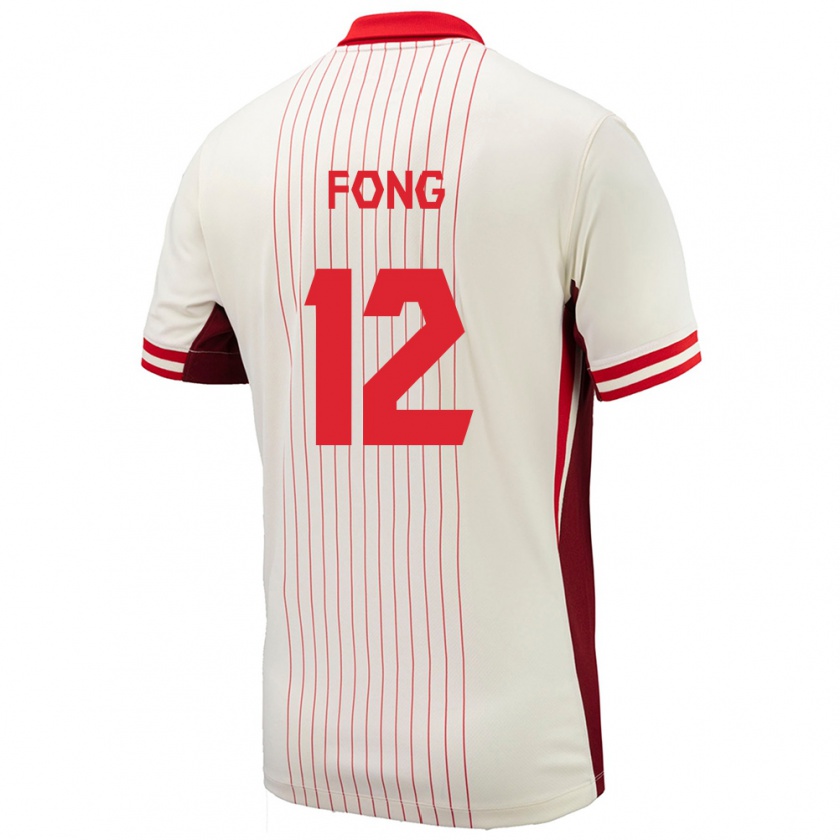 Kandiny Hombre Camiseta Canadá Aidan Fong #12 Blanco 2ª Equipación 24-26 La Camisa Chile