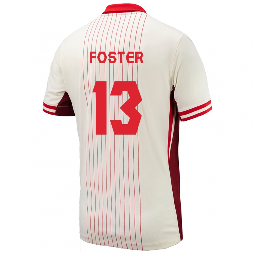 Kandiny Hombre Camiseta Canadá Rylee Foster #13 Blanco 2ª Equipación 24-26 La Camisa Chile