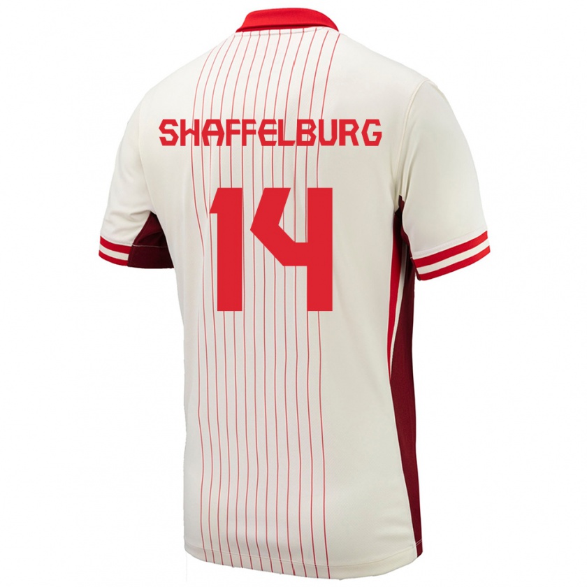 Kandiny Hombre Camiseta Canadá Jacob Shaffelburg #14 Blanco 2ª Equipación 24-26 La Camisa Chile