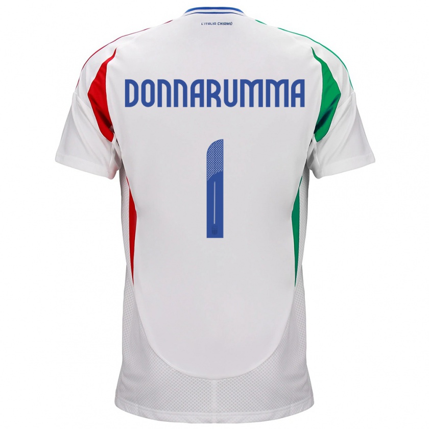 Kandiny Hombre Camiseta Italia Gianluigi Donnarumma #1 Blanco 2ª Equipación 24-26 La Camisa Chile