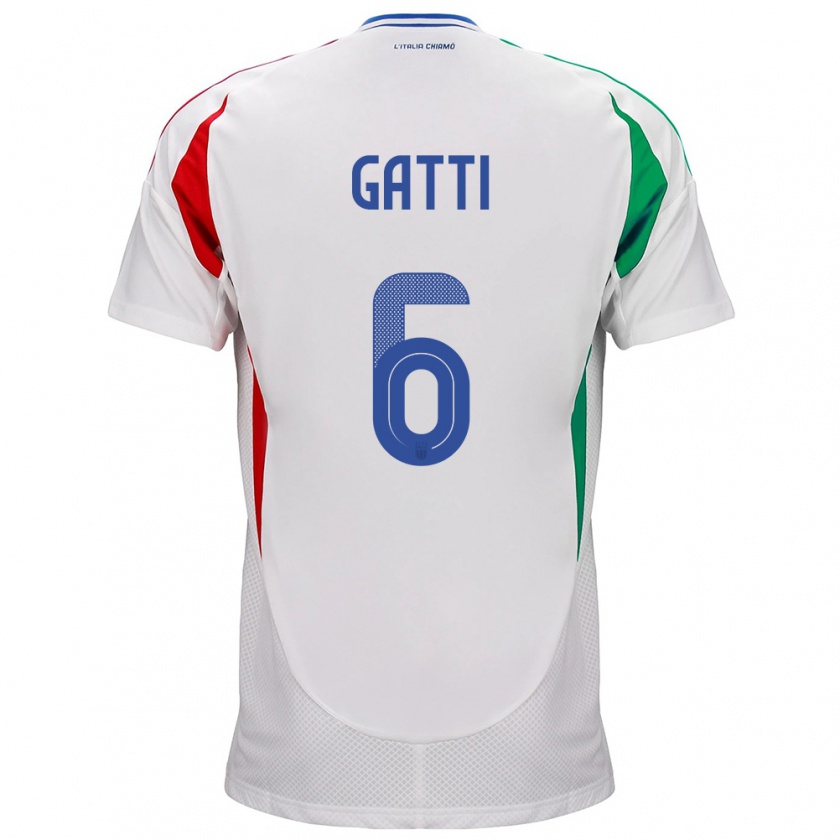 Kandiny Hombre Camiseta Italia Federico Gatti #6 Blanco 2ª Equipación 24-26 La Camisa Chile