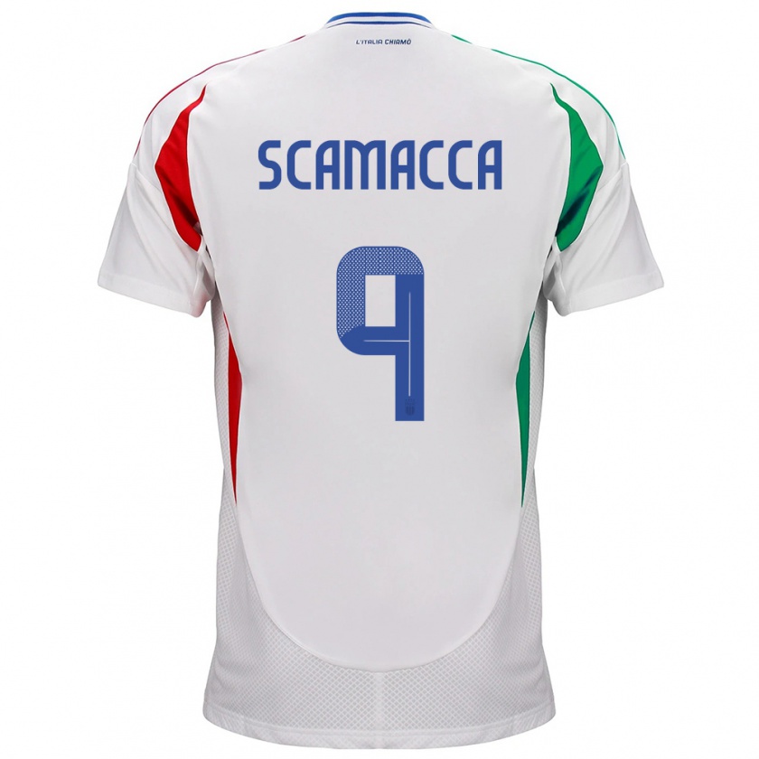 Kandiny Hombre Camiseta Italia Gianluca Scamacca #9 Blanco 2ª Equipación 24-26 La Camisa Chile