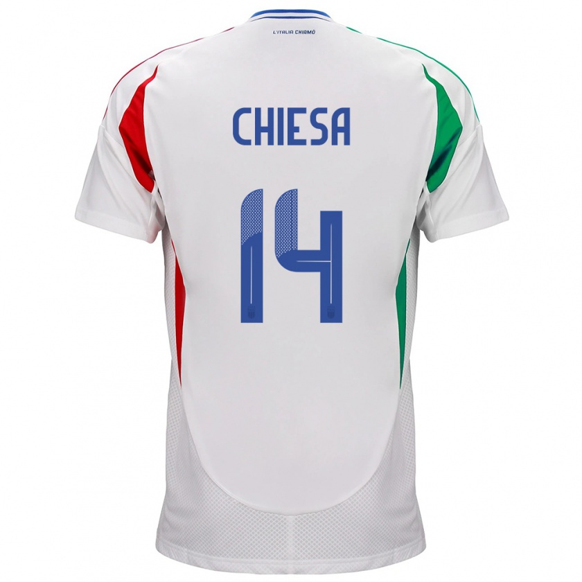 Kandiny Hombre Camiseta Italia Federico Chiesa #14 Blanco 2ª Equipación 24-26 La Camisa Chile