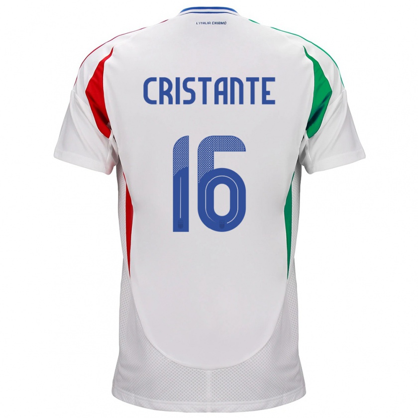 Kandiny Hombre Camiseta Italia Bryan Cristante #16 Blanco 2ª Equipación 24-26 La Camisa Chile