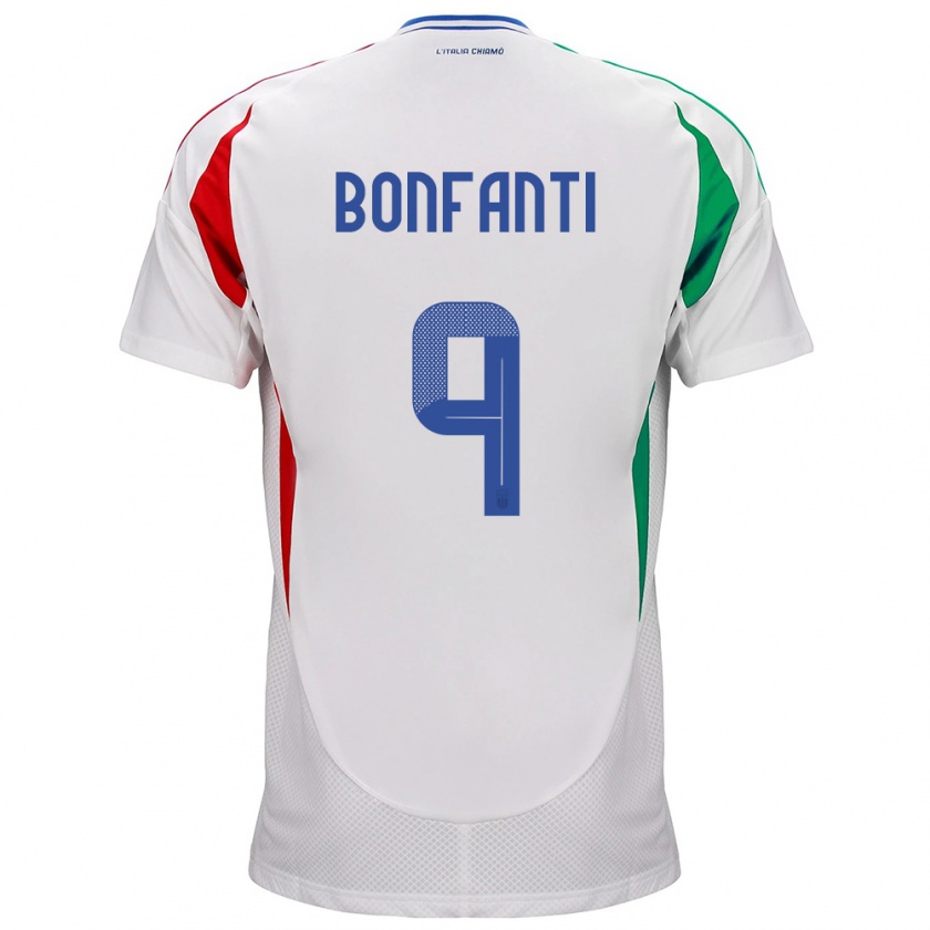 Kandiny Hombre Camiseta Italia Nicholas Bonfanti #9 Blanco 2ª Equipación 24-26 La Camisa Chile