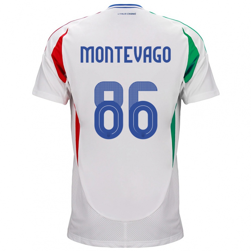 Kandiny Hombre Camiseta Italia Daniele Montevago #86 Blanco 2ª Equipación 24-26 La Camisa Chile