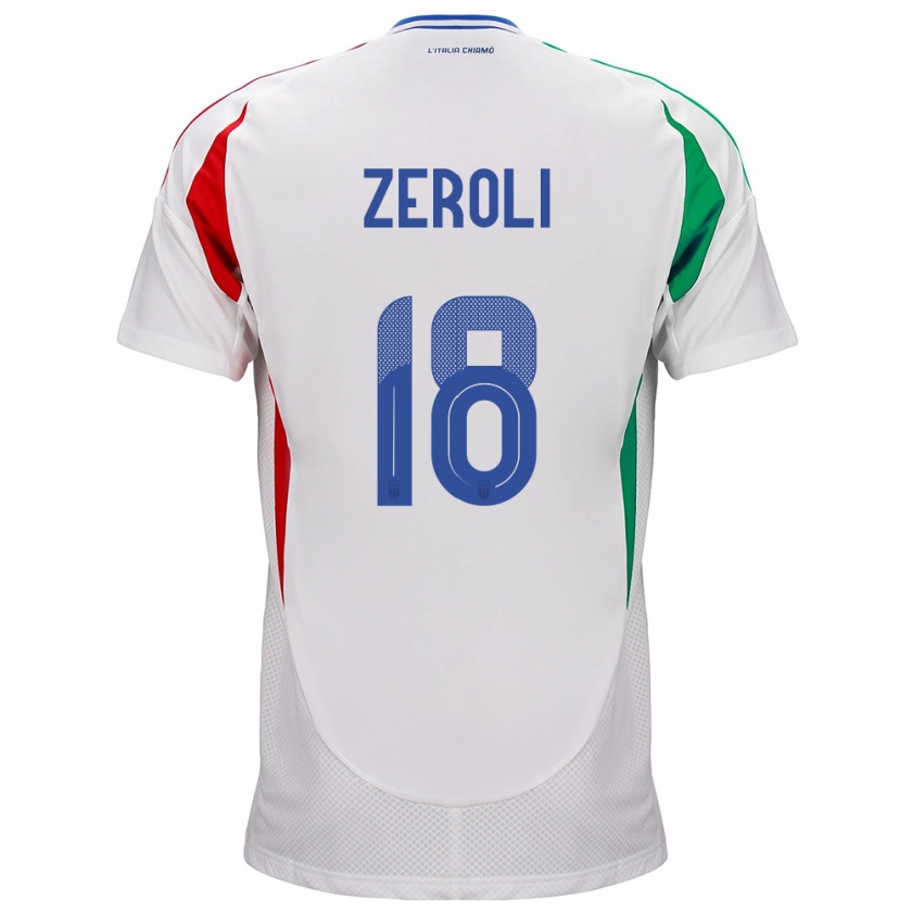 Kandiny Hombre Camiseta Italia Kevin Zeroli #18 Blanco 2ª Equipación 24-26 La Camisa Chile