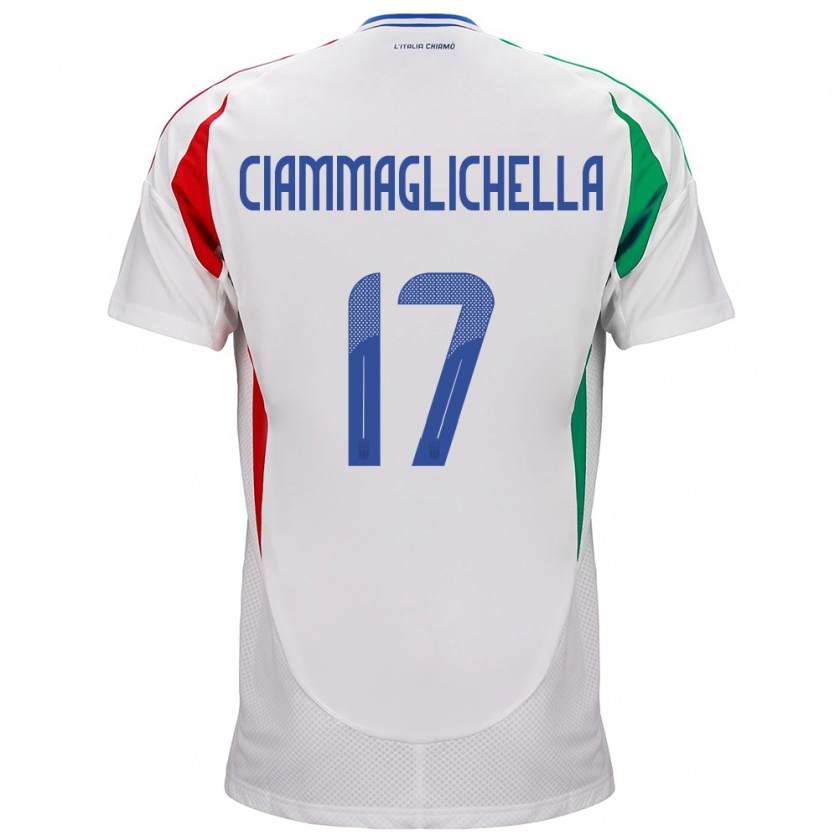 Kandiny Hombre Camiseta Italia Aaron Ciammaglichella #17 Blanco 2ª Equipación 24-26 La Camisa Chile