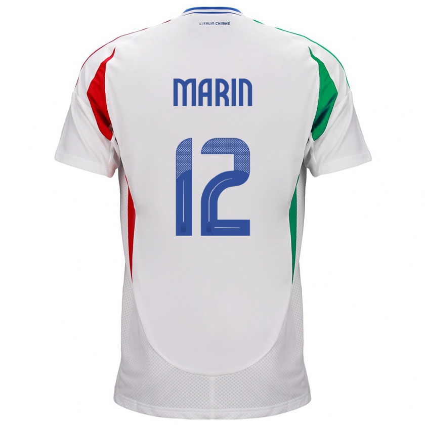 Kandiny Hombre Camiseta Italia Renato Marin #12 Blanco 2ª Equipación 24-26 La Camisa Chile