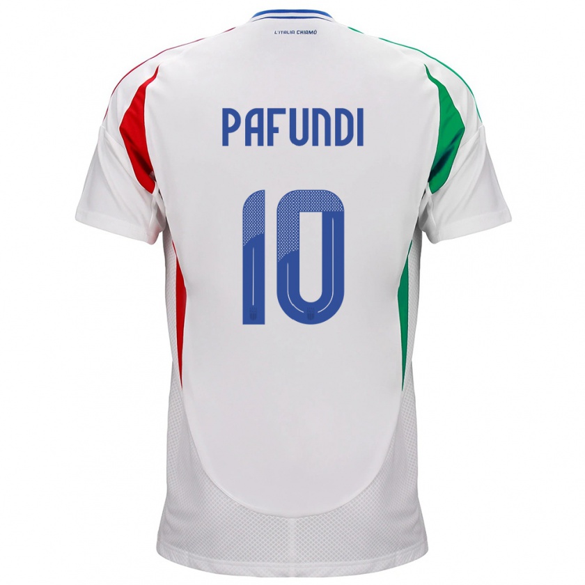 Kandiny Hombre Camiseta Italia Simone Pafundi #10 Blanco 2ª Equipación 24-26 La Camisa Chile