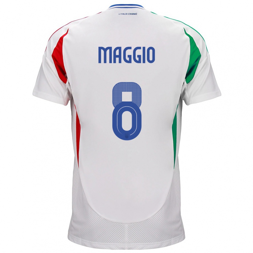 Kandiny Hombre Camiseta Italia Luca Di Maggio #8 Blanco 2ª Equipación 24-26 La Camisa Chile