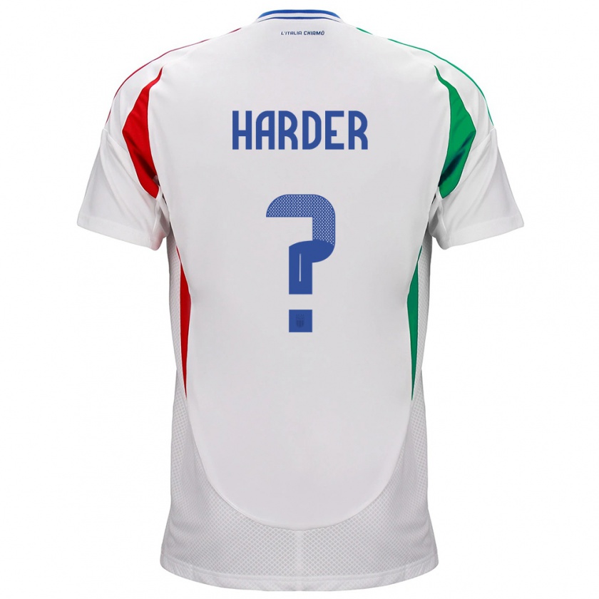 Kandiny Hombre Camiseta Italia Jonas Harder #0 Blanco 2ª Equipación 24-26 La Camisa Chile