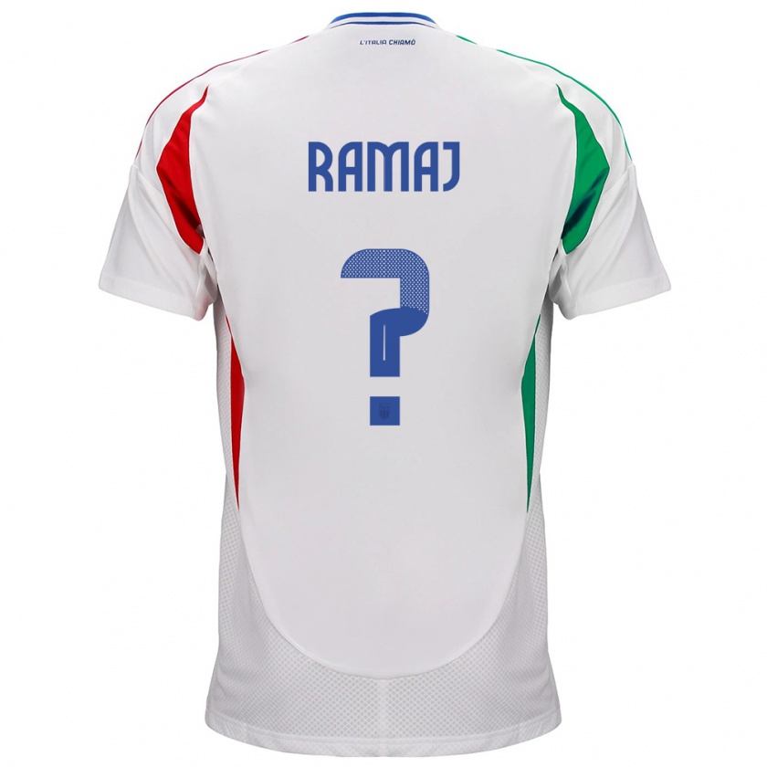 Kandiny Hombre Camiseta Italia Gabriel Ramaj #0 Blanco 2ª Equipación 24-26 La Camisa Chile