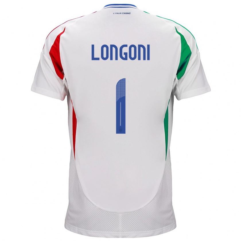 Kandiny Hombre Camiseta Italia Alessandro Longoni #1 Blanco 2ª Equipación 24-26 La Camisa Chile