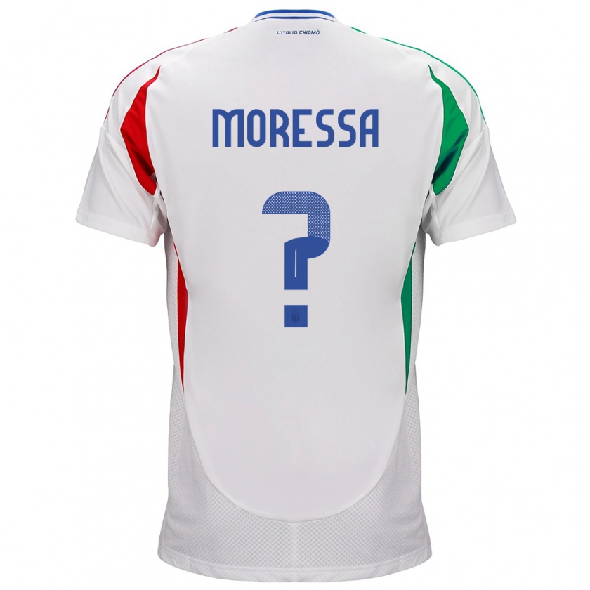 Kandiny Hombre Camiseta Italia Kevin Moressa #0 Blanco 2ª Equipación 24-26 La Camisa Chile