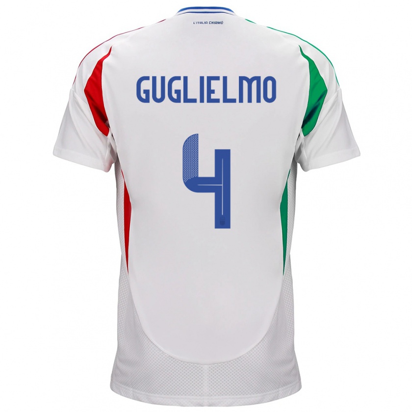 Kandiny Hombre Camiseta Italia Lucia Di Guglielmo #4 Blanco 2ª Equipación 24-26 La Camisa Chile