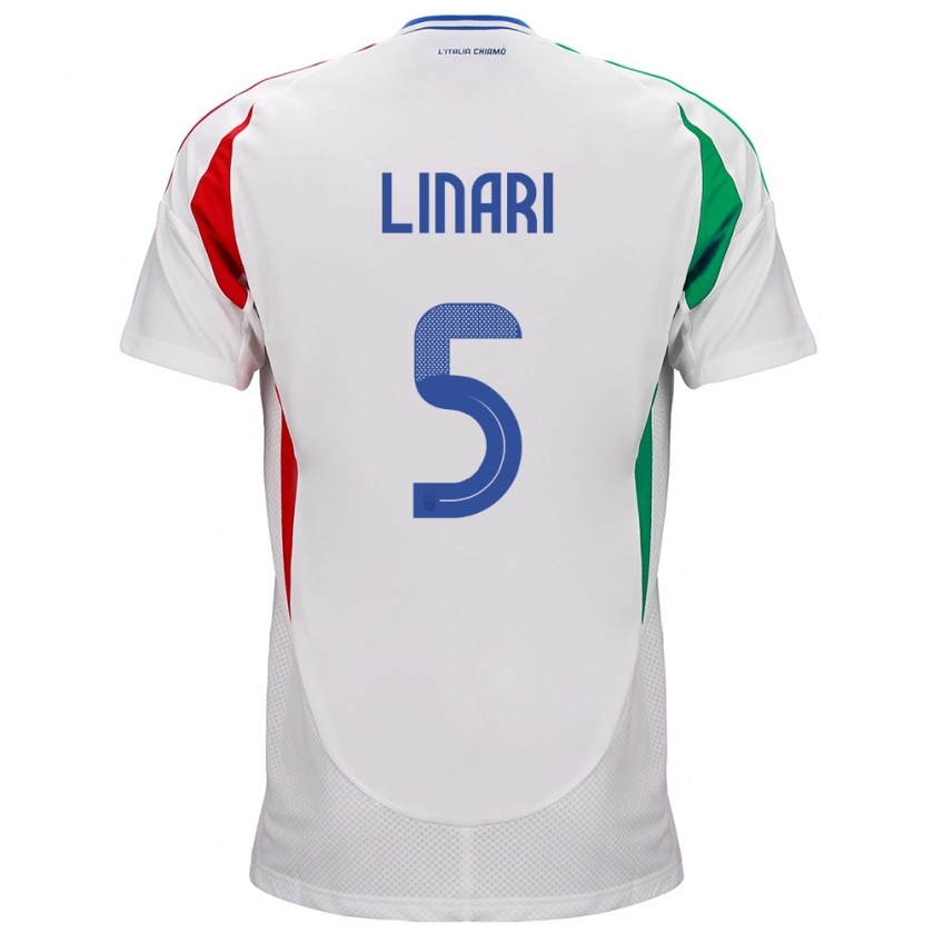 Kandiny Hombre Camiseta Italia Elena Linari #5 Blanco 2ª Equipación 24-26 La Camisa Chile