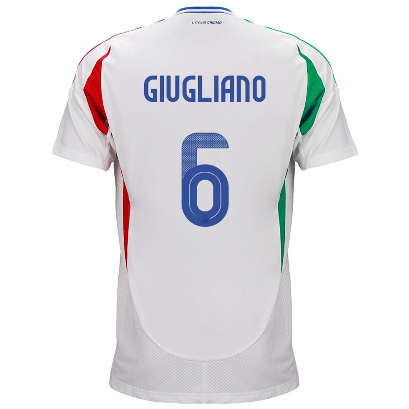 Kandiny Hombre Camiseta Italia Manuela Giugliano #6 Blanco 2ª Equipación 24-26 La Camisa Chile