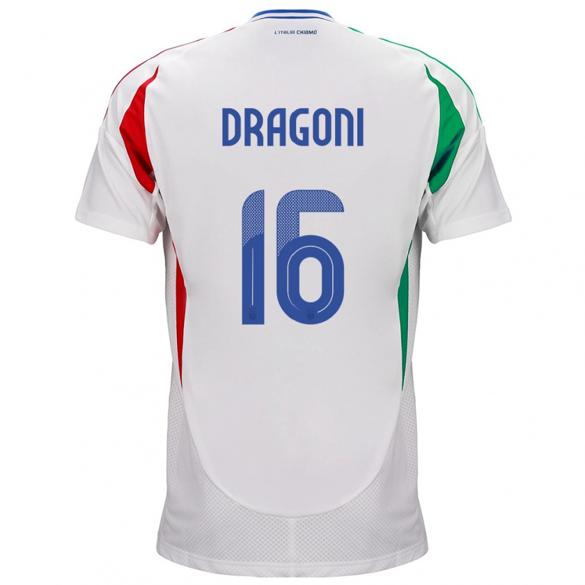 Kandiny Hombre Camiseta Italia Giulia Dragoni #16 Blanco 2ª Equipación 24-26 La Camisa Chile