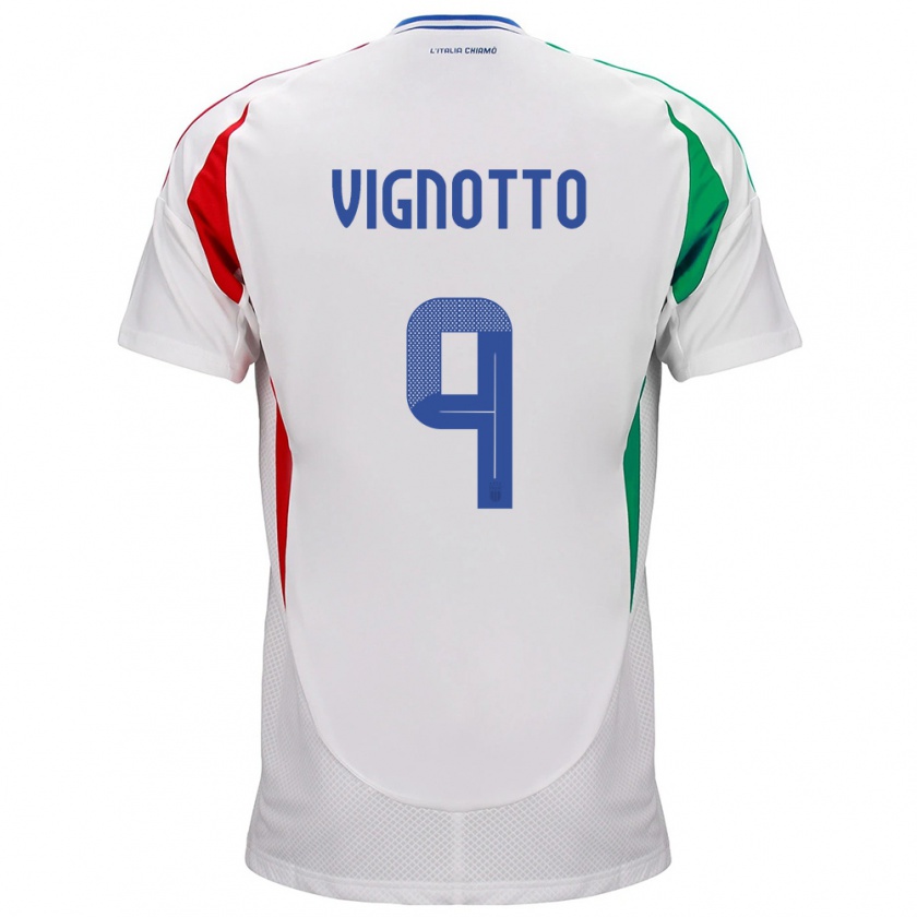 Kandiny Hombre Camiseta Italia Elisabetta Vignotto #9 Blanco 2ª Equipación 24-26 La Camisa Chile