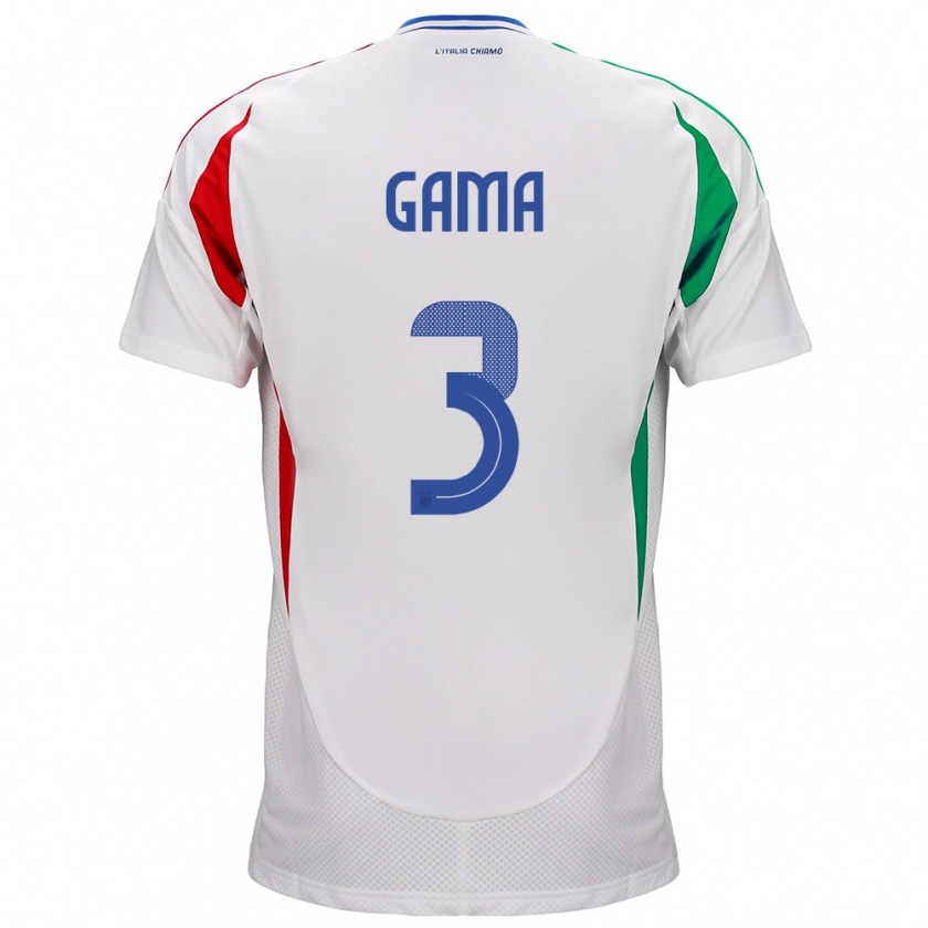 Kandiny Hombre Camiseta Italia Sara Gama #3 Blanco 2ª Equipación 24-26 La Camisa Chile