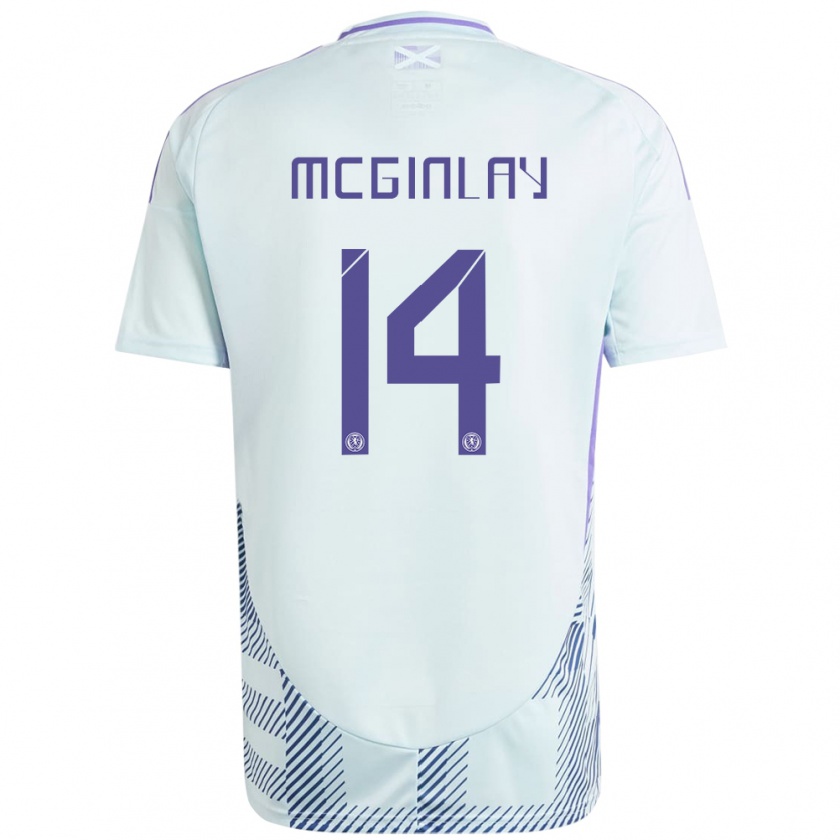 Kandiny Hombre Camiseta Escocia Aiden Mcginlay #14 Azul Menta Claro 2ª Equipación 24-26 La Camisa Chile