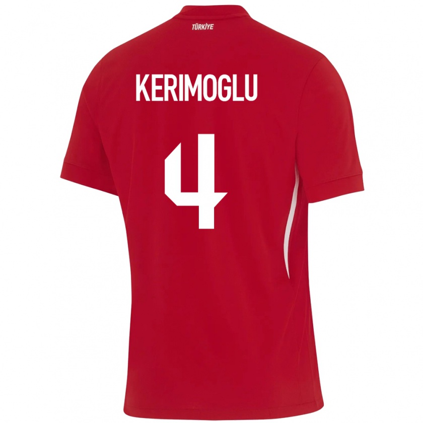 Kandiny Hombre Camiseta Turquía Zeynap Kerimoğlu #4 Rojo 2ª Equipación 24-26 La Camisa Chile