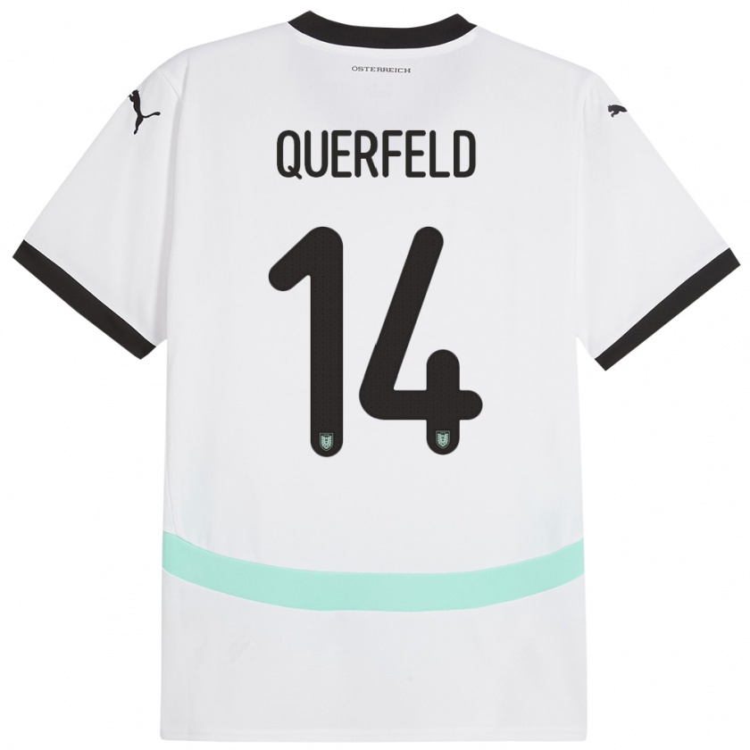 Kandiny Hombre Camiseta Austria Leopold Querfeld #14 Blanco 2ª Equipación 24-26 La Camisa Chile