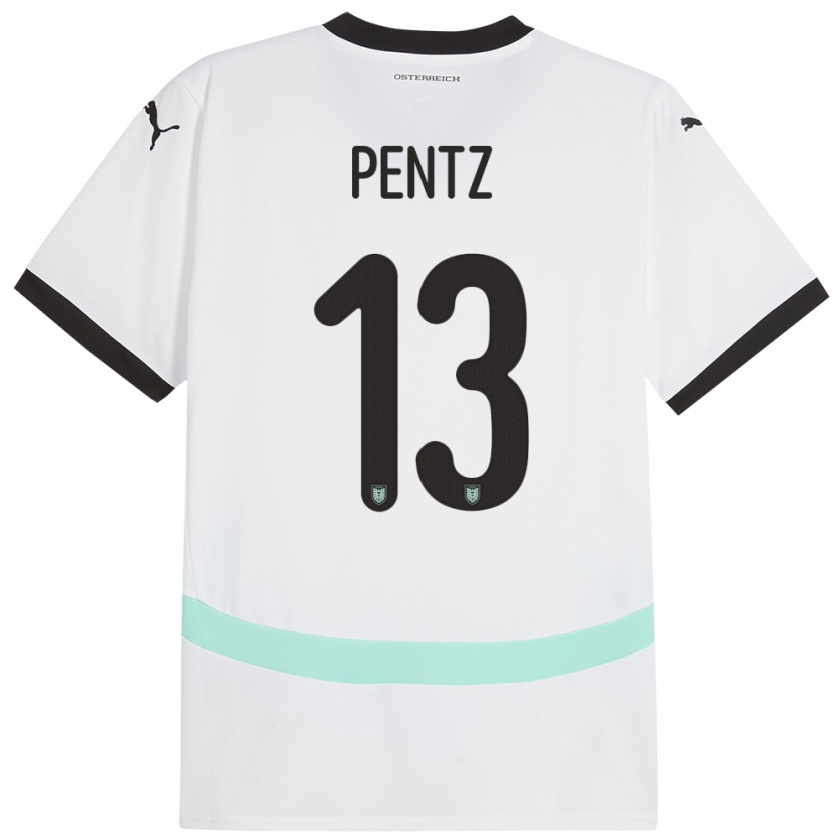 Kandiny Hombre Camiseta Austria Patrick Pentz #13 Blanco 2ª Equipación 24-26 La Camisa Chile