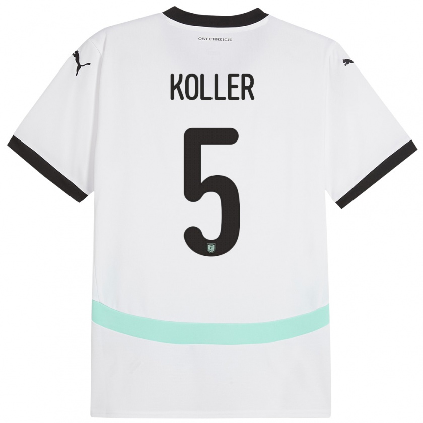 Kandiny Hombre Camiseta Austria Paul Koller #5 Blanco 2ª Equipación 24-26 La Camisa Chile