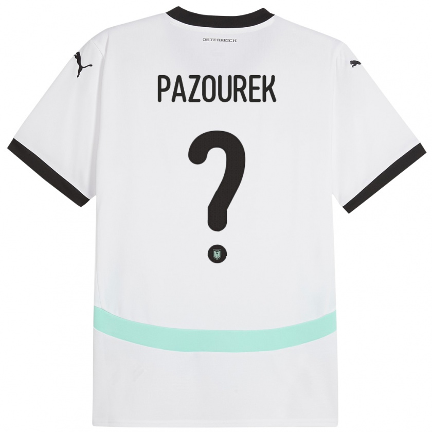 Kandiny Hombre Camiseta Austria Luca Pazourek #0 Blanco 2ª Equipación 24-26 La Camisa Chile