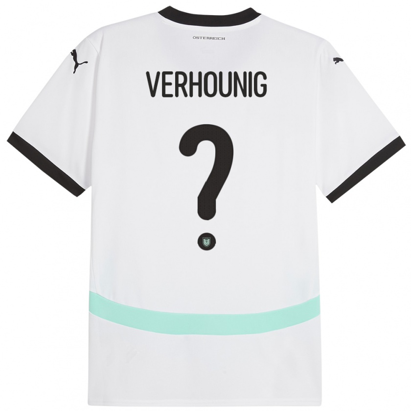 Kandiny Hombre Camiseta Austria Phillip Verhounig #0 Blanco 2ª Equipación 24-26 La Camisa Chile