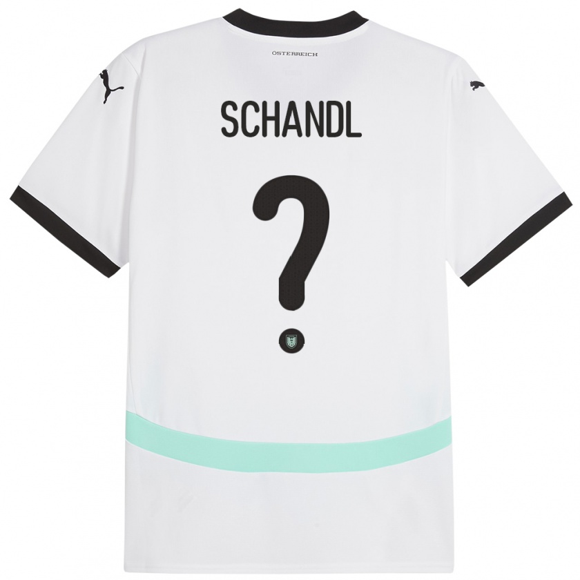 Kandiny Hombre Camiseta Austria Thomas Schandl #0 Blanco 2ª Equipación 24-26 La Camisa Chile