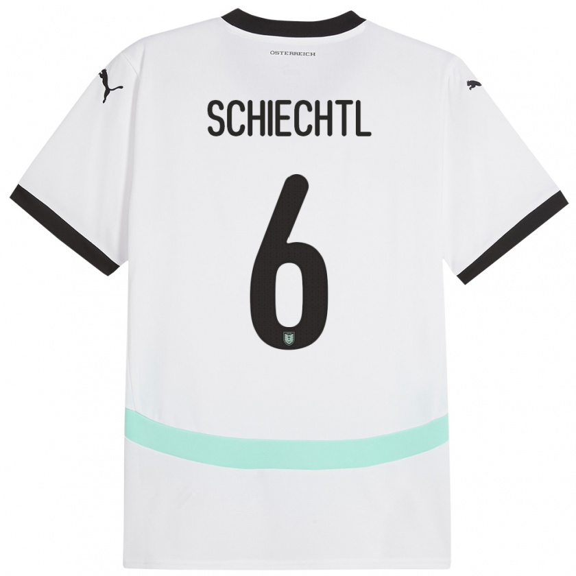 Kandiny Hombre Camiseta Austria Katharina Schiechtl #6 Blanco 2ª Equipación 24-26 La Camisa Chile