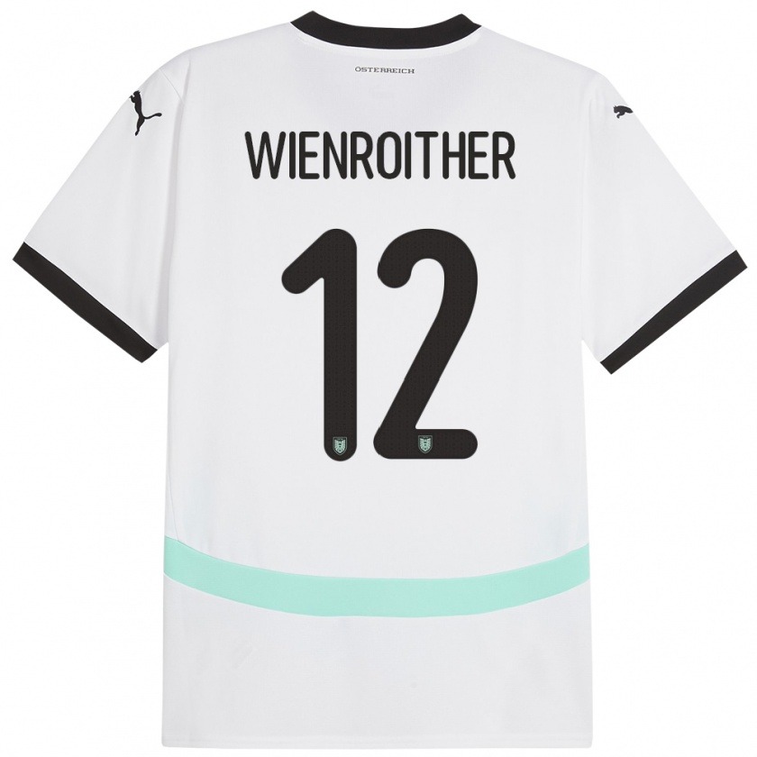 Kandiny Hombre Camiseta Austria Laura Wienroither #12 Blanco 2ª Equipación 24-26 La Camisa Chile