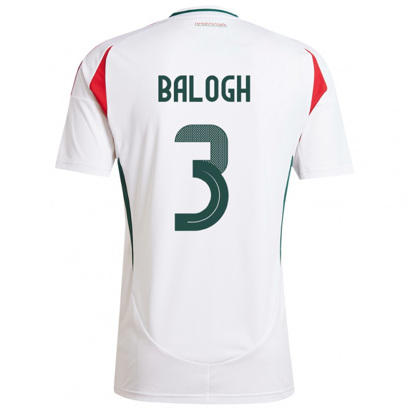 Kandiny Hombre Camiseta Hungría Botond Balogh #3 Blanco 2ª Equipación 24-26 La Camisa Chile