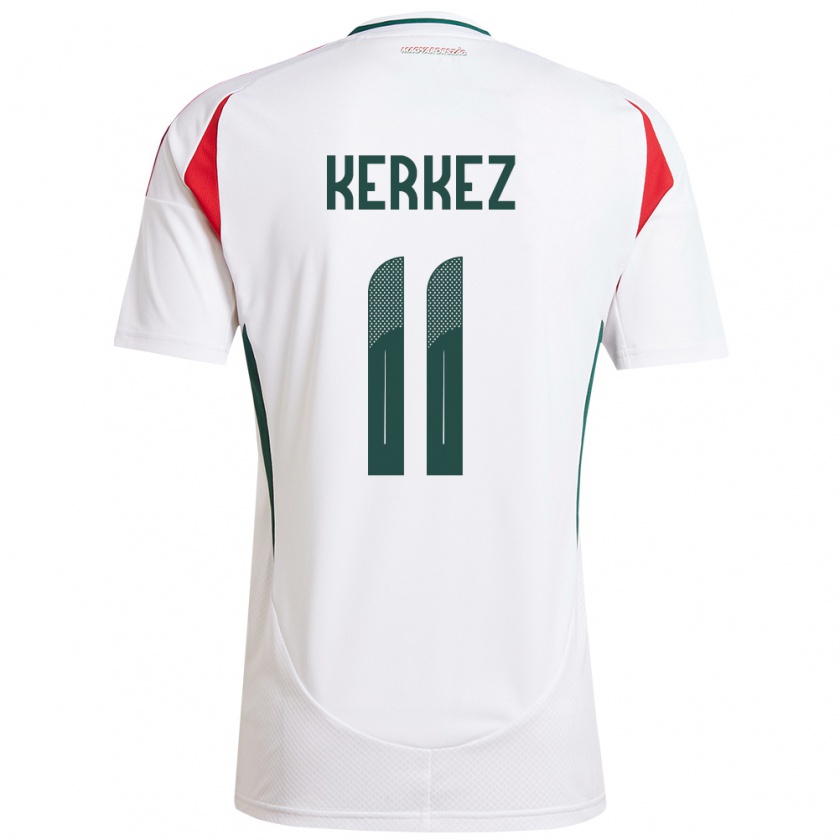 Kandiny Hombre Camiseta Hungría Milos Kerkez #11 Blanco 2ª Equipación 24-26 La Camisa Chile