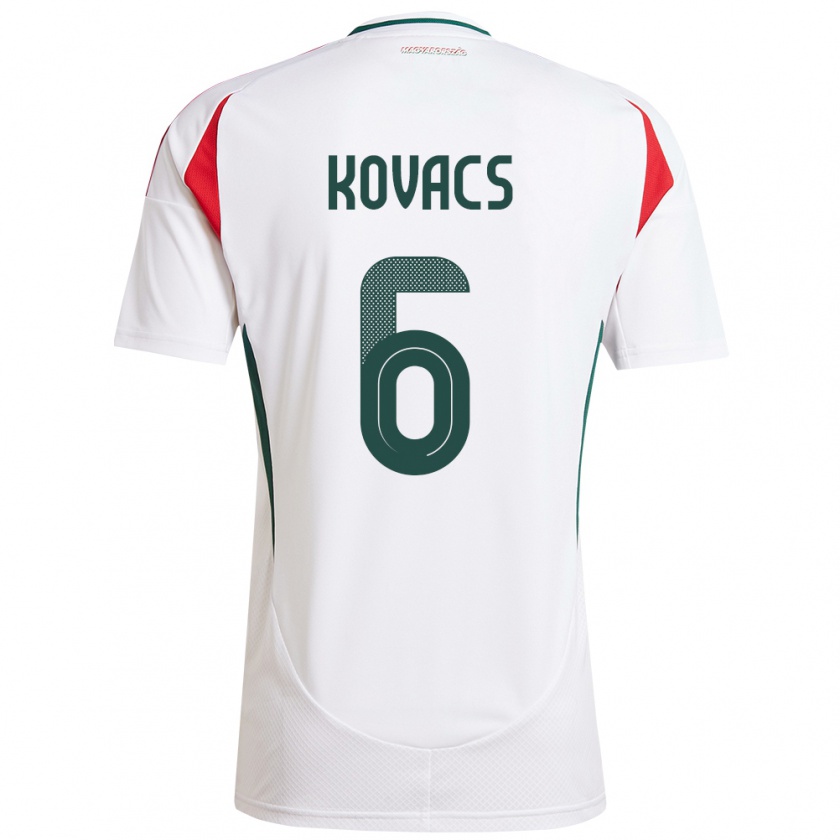 Kandiny Hombre Camiseta Hungría Noel Kovács #6 Blanco 2ª Equipación 24-26 La Camisa Chile