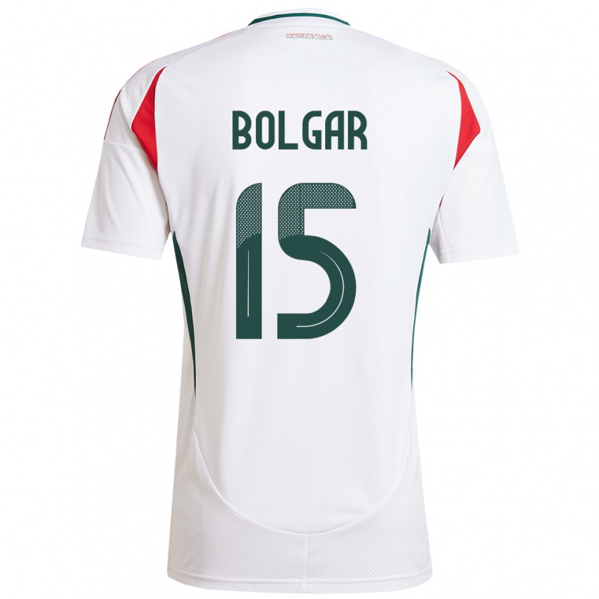 Kandiny Hombre Camiseta Hungría Botond Bolgár #15 Blanco 2ª Equipación 24-26 La Camisa Chile