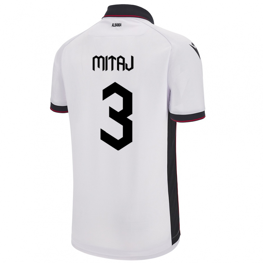 Kandiny Hombre Camiseta Albania Mario Mitaj #3 Blanco 2ª Equipación 24-26 La Camisa Chile