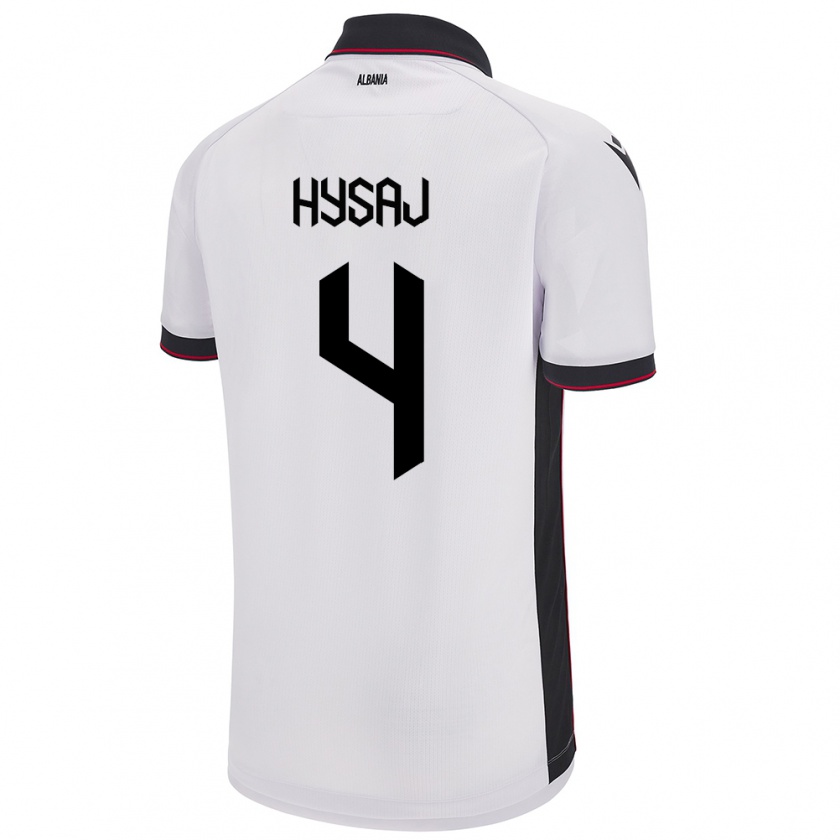 Kandiny Hombre Camiseta Albania Elseid Hysaj #4 Blanco 2ª Equipación 24-26 La Camisa Chile